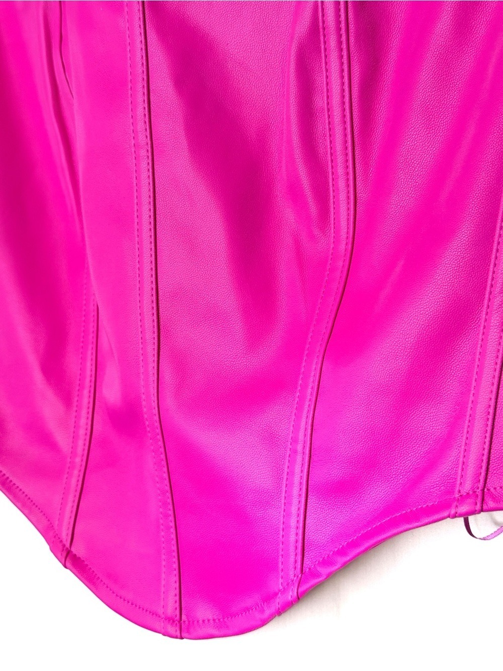 NEW WITH TAGS-Sincerely Jules Fuchsia Faux Leather Corset Tank Top Sq Neck‎ LG - Picture 3 of 8